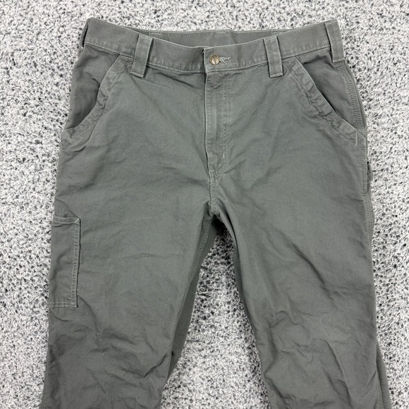 Carhartt Pants Mens 34x30 Green B151 FAT Loose Original Fit Carpenter Workwear - Picture 4 of 14